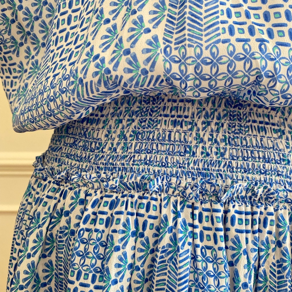 Vineyard Vines Sky Blue Printed Smocked Mini Dress - Picture 9 of 14